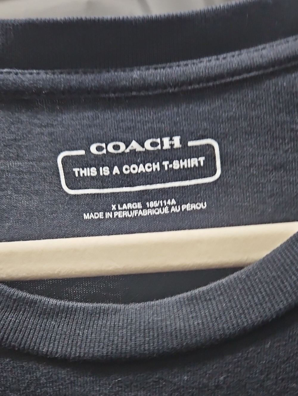 Coach Men’s Black T-Shirt with Signature Brown Logo Patch - Picture 2 of 4